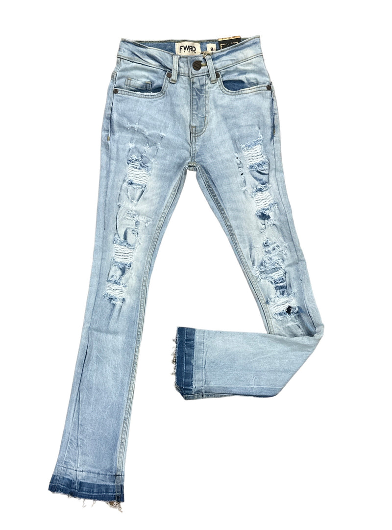 FWRD Kids 'Worn Down' Stacked Flare Denim (Ice Blue) FW-33893K/LK - Fresh N Fitted Inc