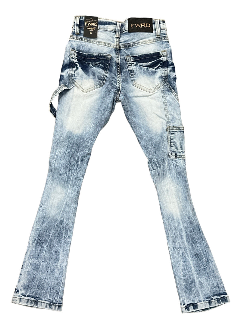 FWRD Kids 'Distressed Carpenter' Stacked Denim (Ice Blue) FW-33898K/LK - Fresh N Fitted Inc