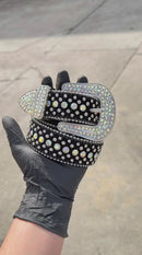 Post Human Black White Rhinestone Belt