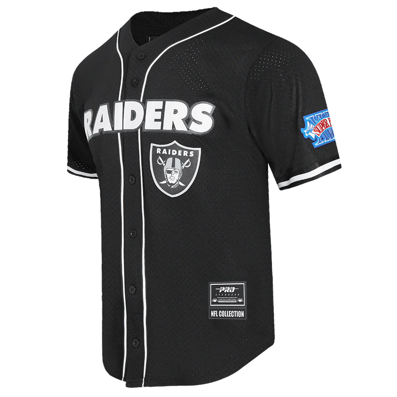 Pro Standard 'Las Vegas Raiders Classic Mesh Button Down' Jersey (Black) FOR1410236 - FRESH N FITTED