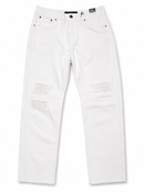 Copper Rivet Men's Rip Detail Relax Fit Denim Pants In White 513217 - FRESH N FITTED