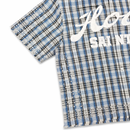 Copper Rivet Fray Holy Saint Short Sleeve Shirt with Stones In Blue 612003 - FRESH N FITTED