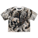 Rebel Minds 'Conquer Rhinestone' Tapestry T-Shirt (Cream) 610-12703 - FRESH N FITTED