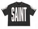 Copper Rivet Men's Saint French Terry Acid Wash Oversize Crop T-Shirt In Black 511036 - FRESH N FITTED