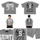Copper Rivet Men's Acid Wash Frayed Oversize Crop T-Shirt In Gray 611014 - FRESH N FITTED