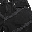 FWRD Kids 330385K/LK 'Fray Crystal' Slim Straight Denim (Jet Black) - FRESH N FITTED