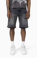 Smoke Rise Sun Bleached Effect Colored Shorts In Chaos Black TS26S130 - FRESH N FITTED