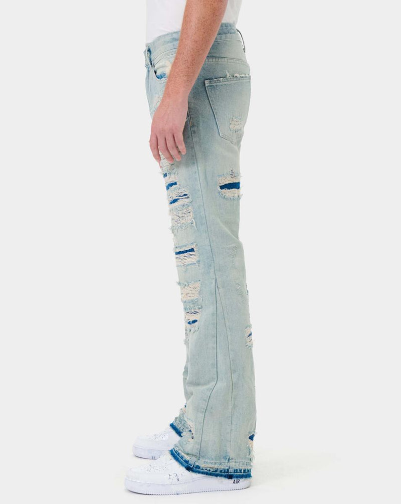 First Row Rip and Repair Stacked Denim (Lt.Tint) FRD2202 - Fresh N Fitted Inc