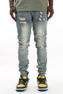 KDNK All-Over Stitch Ankle Zip Denim (Blue) KND4193 - Fresh N Fitted Inc