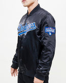Los Angeles Dodgers World Series Logo Satin Jacket (Black) LLD632060 - Fresh N Fitted Inc