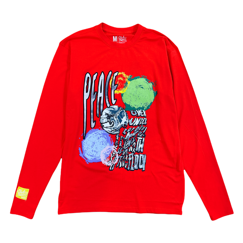 Bleecker & Mercer 'Peace' Long Sleeve T-Shirt (Red) TP1172 - Fresh N Fitted Inc