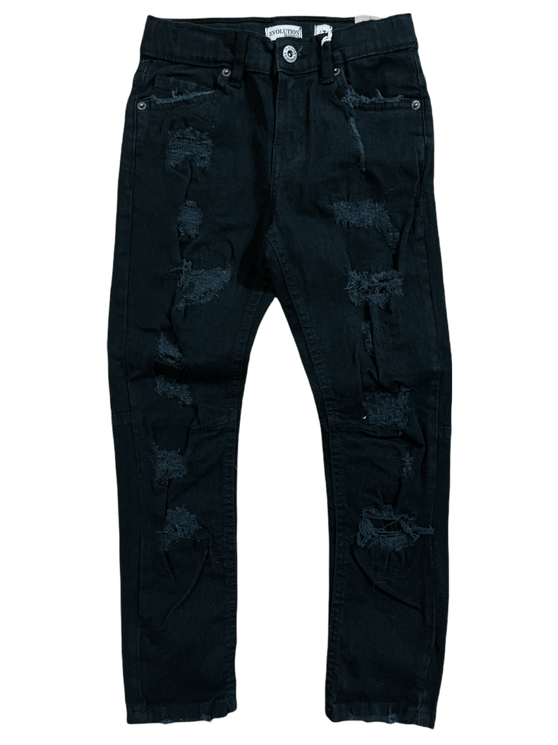 Evolution Kids Rip and Repair Denim (Jet Black) EV-33660K/LK - Fresh N Fitted Inc