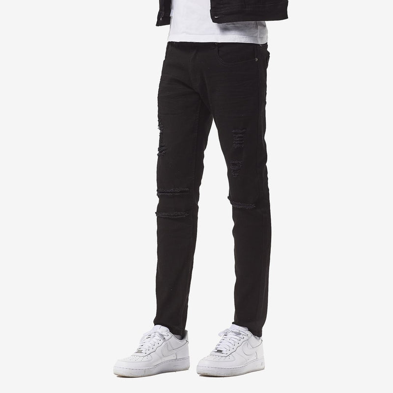 Copper Rivet Ripped Denim (Black) 913211 - Fresh N Fitted Inc