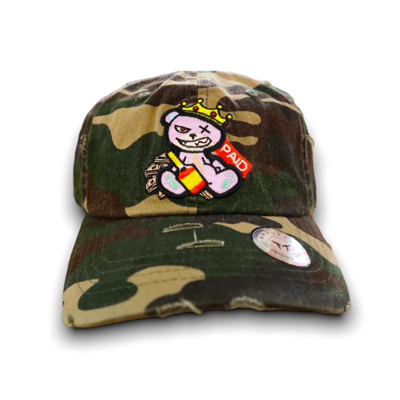 'Paid Bear' Dad Hat (Camo) MUD2111 - Fresh N Fitted Inc