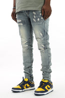 KDNK All-Over Stitch Ankle Zip Denim (Blue) KND4193 - Fresh N Fitted Inc
