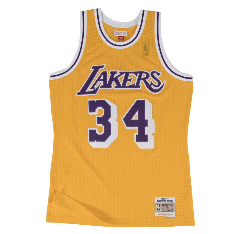 Mitchell & Ness Los Angeles Lakers '1996 Shaquille O'Neal' NBA Legacy Jersey (Light Gold) SMJYGS18177-LALLTGD96SON - Fresh N Fitted Inc
